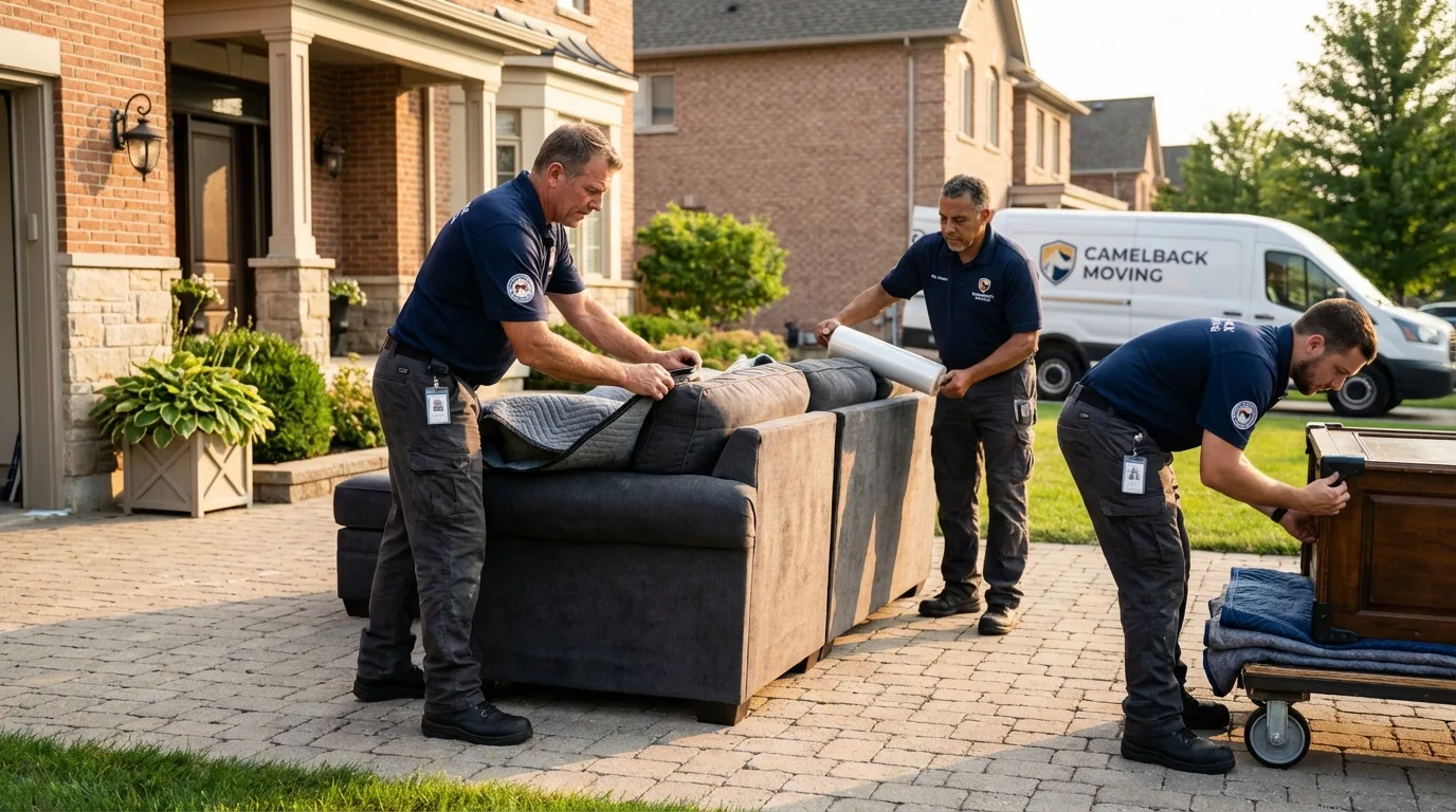 Large estate moving crew wrapping furniture in Thurmond, NC